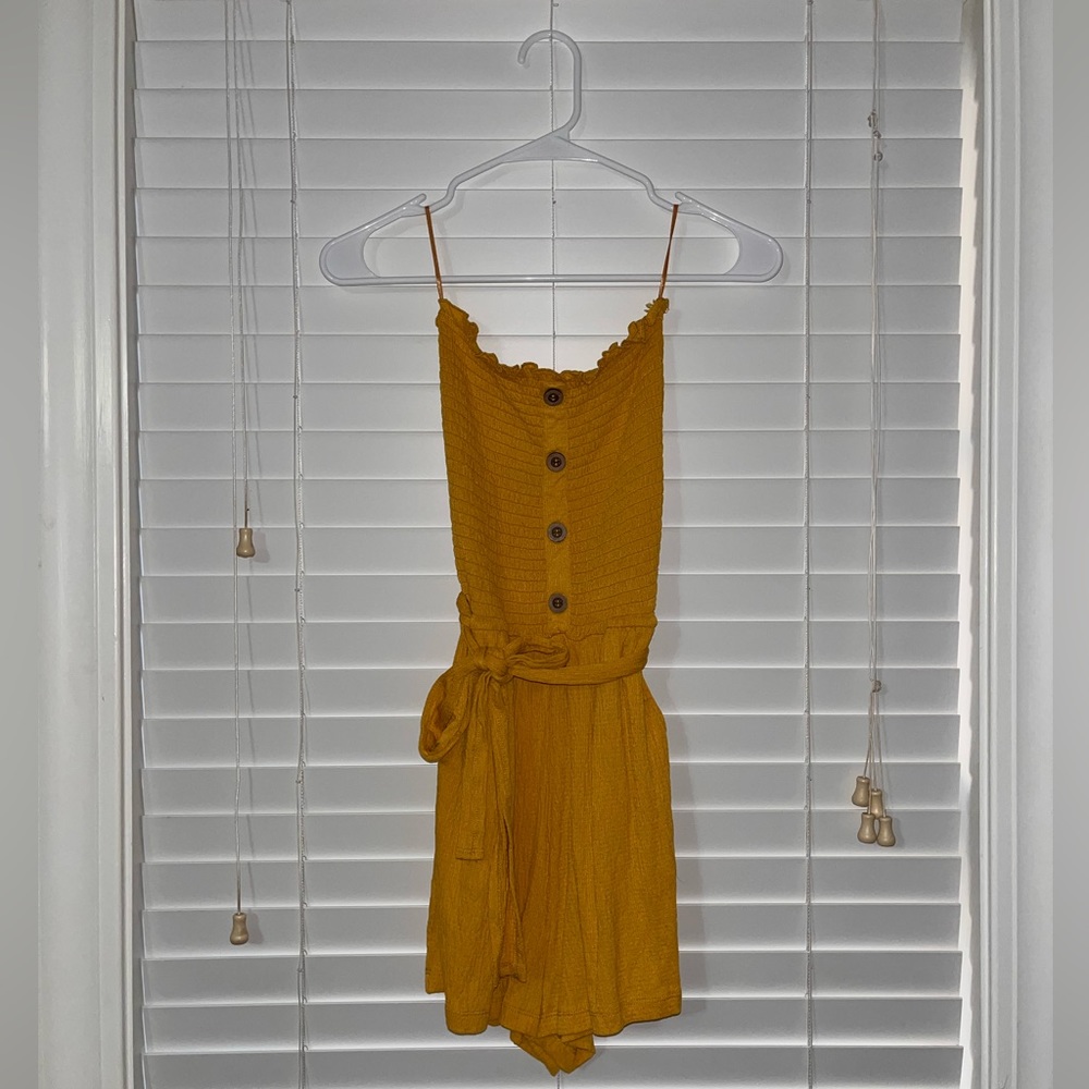 Love Tree Strapless Mustard Romper - Small